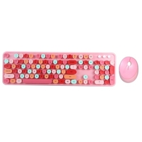 Mofii Sweet Clavier Souris Combo Couleur Mixte 2.4G Clavier Sans Fil Souris Ensemble Circulaire Suspension Clé Cap pour PC Portable Noir