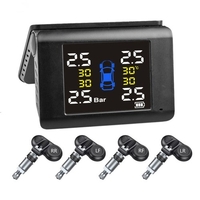 Moniteur de pression des pneus sans fil solaire TPMS Détecteur de pression des pneus Système de surveillance des pneus de voiture avec 4 capteurs internes