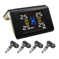 Moniteur de pression des pneus sans fil solaire TPMS Détecteur de pression des pneus Système de surveillance des pneus de voiture avec 4 capteurs internes