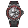 Montre à quartz pour homme avec bracelet en cuir 3ATM Montre-bracelet de conception évidée pour hommes et garçons