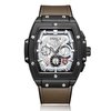 Montre à quartz pour homme avec bracelet en cuir et affichage lumineux 3ATM Montre-bracelet à design creux