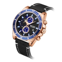 Montre à Quartz pour hommes MEGIR montre-bracelet chronographe analogique avec calendrier 3ATM cadran lumineux étanche montre décontractée avec bracelet en cuir