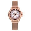 Montre-bracelet à cadran en forme de fleur en cristal avec montre à bracelet magnétique