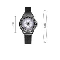 Montre-bracelet à cadran en forme de fleur en cristal avec montre à bracelet magnétique