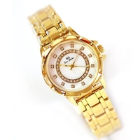 Montre-bracelet analogique à bande de boîtier en métal pour femmes