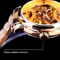 Montre-bracelet automatique squelette de bracelet en acier inoxydable de la mode en acier inoxydable de montre d