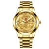 Montre de dragon en or gaufré Fenzun Montre non mécanique étanche pour homme Montre pour homme en diamant rubis et visage de dragon d