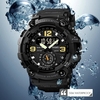 Montre de sport numérique pour homme SKMEI Classic 5ATM Montre de sport étanche avec alarme Chronomètre Rétroéclairage LED Double affichage Montre-bracelet analogique électronique Format 12/24