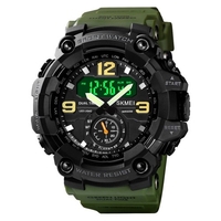 Montre de sport numérique pour homme SKMEI Classic 5ATM Montre de sport étanche avec alarme Chronomètre Rétroéclairage LED Double affichage Montre-bracelet analogique électronique Format 12/24