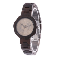 Montre en bois pour femmes REDEAR montre à Quartz analogique en bois de santal montres décontractées légères avec cadran en forme de pédale montre-bracelet Vintage