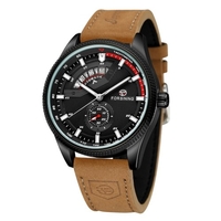 Montre mécanique avec bracelet en cuir 3ATM montre-bracelet automatique pour hommes garçons
