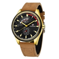Montre mécanique avec bracelet en cuir 3ATM montre-bracelet automatique pour hommes garçons