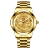 Montre non-mécanique imperméable Fenzun en or en forme de dragon avec montre pour homme d
