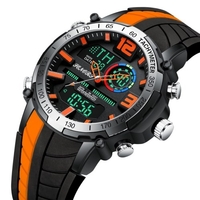 Montre numérique analogique pour hommes SENORS montre de Sport de plein air pour hommes 3ATM montres-bracelets étanches avec bracelet en Silicone EL rétro-éclairage chronomètre alarme