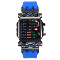 Montres binaires numériques de sport étanche"idien en plein air pour étudiants montre-bracelet décontractée en silicone à cadran carré
