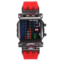 Montres binaires numériques de sport étanche"idien en plein air pour étudiants montre-bracelet décontractée en silicone à cadran carré
