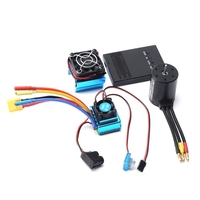 Moteur sans balais 3100KV 3650 Moteur étanche avec 120A Brushless ESC XT60 Plug Carte de programmation Dissipateur de chaleur pour 1/8 1/10 1/12 RC Car RC Boat Part