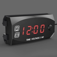 Moto DC 6 V-30 V 2 en 1 horloge numérique tension voltmètre IP67 testeur étanche batterie moniteur jauge pour voiture bateau Marine