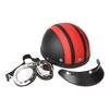 Moto Scooter Open Face Demi casque de cuir avec visière UV Lunettes Retro Vintage Style 54-60cm