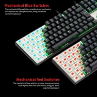 MOTOSPEED CK104 Clavier de jeu mécanique avec fil USB Clavier de jeu rétroéclairé à LED coloré avec 104 touches pour commutateurs bleu portugais