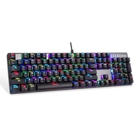 MOTOSPEED CK104 Clavier de jeu mécanique Interrupteurs bleus USB filaire LED coloré rétro-éclairé avec 104 touches pour le russe