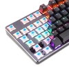 Motospeed K73 Clavier de jeu 104 touches Clavier mécanique à lumière mixte avec effet de lumière RVB Clavier anglais avec commutateurs bleus