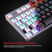 Motospeed K73 Clavier Mécanique Léger Mixte avec RGB Custom Effet de Lumière 104 Touches Clavier de Jeu Clavier Anglais et Russe avec Commutateurs Bleus pour Ordinateur de Bureau / Ordinateur Portable