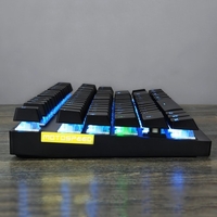 Motospeed Wired / Dual Mode 87 touches Interrupteur rouge Clavier mécanique 2.4G Clavier de jeu sans fil rétro-éclairé Batterie rechargeable intégrée Panneau en alliage d