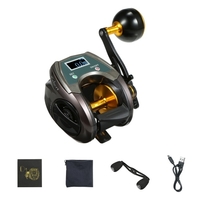 Moulinet de pêche Baitcasting en fibre de carbone rechargeable par USB 9 + 1BB moulinet de pêche électrique avec affichage haute vitesse 6.4: 1 système de freinage magnétique à rapport de vitesse moulinet Baitcaster pour main gauche