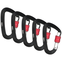 Mousqueton 5 pièces avec porte de verrouillage à vis 12KN Clips de mousqueton robustes pour hamacs Camping randonnée sac à dos