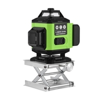 Mètre de niveau laser multifonctionnel 4*360° 16 lignes niveau laser 3° outil de nivellement auto-nivelant faisceau vert ligne horizontale verticale IP54 étanche extérieur portable avec sac de transport télécommande batterie au lithium détachable 