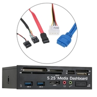 Multi-Function USB 3.0 Hub eSATA Port Lecteur de carte interne PC Dashboard Media Front Panel Audio pour SD MS CF TF M2 Les cartes mémoire MMC correspondent à la baie 5.25 "