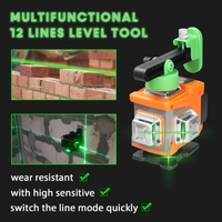 Multifonctionnel 12 lignes lumière verte niveau laser 3 ° machine à nivellement automatique batterie au lithium rechargeable outil de nivellement sans trépied