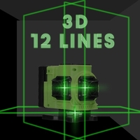 Multifonctionnel 12 Lignes Lumière Verte Niveau Laser 3 ° Machine Auto-nivelante Batterie Au Lithium Rechargeable Outil De Nivellement Autocollant Mural Sol Omnidirectionnel