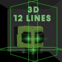 Multifonctionnel 12 Lignes Lumière Verte Niveau Laser 3 ° Machine Auto-nivelante Batterie Au Lithium Rechargeable Outil De Nivellement Autocollant Mural Sol Omnidirectionnel