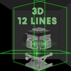 Multifonctionnel 12 lignes Niveau laser 3 ° Outil de nivellement de fonction autonivelant Autocollant omnidirectionnel au sol et mural avec ligne oblique horizontale verticale