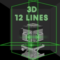 Multifonctionnel 12 lignes Niveau laser 3 ° Outil de nivellement de fonction autonivelant Autocollant omnidirectionnel au sol et mural avec ligne oblique horizontale verticale