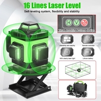 Multifonctionnel 16 lignes Laser Niveau 3° Auto-nivelable Outil de nivellement de batterie au lithium rechargeable Auto-tanche-mouche Auto-tanche d