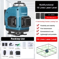 Multifonctionnel 16 lignes Laser Niveau 3° Auto-nivelable Outil de nivellement de batterie au lithium rechargeable Auto-tanche-mouche Auto-tanche d