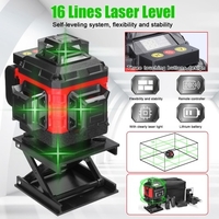 Multifonctionnel 16 Lignes Niveau Laser 3 ° Machine Auto-nivelante Batterie Au Lithium Rechargeable Outil De Nivellement Autocollant Mural Au Sol Omnidirectionnel Ensemble D