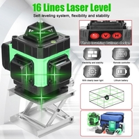 Multifonctionnel 16 Lignes Niveau Laser 3 ° Machine Auto-nivelante Batterie Au Lithium Rechargeable Outil De Nivellement Autocollant Mural Au Sol Omnidirectionnel Ensemble D