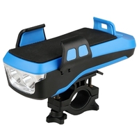 Multifonctionnel 4 en 1 USB vélo rechargeable lumière LED avec support pour téléphone 130db klaxon de vélo puissance mobile 3 modes d