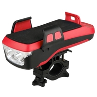 Multifonctionnel 4 en 1 USB vélo rechargeable lumière LED avec support pour téléphone 130db klaxon de vélo puissance mobile 3 modes d
