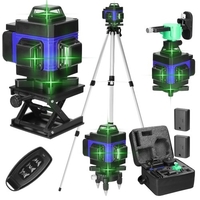 Multifonctionnel 4D 16 lignes Laser niveau 3° auto-nivellement Machine USB Rechargeable Lithium batterie nivellement outil avec 1.5M 3-hauteurs réglable en alliage rallonge barre trépied support