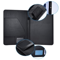 Multifonctionnel affaires Portefeuille Padfolio Dossier document Case Organizer A4 en cuir PU avec support de carte de visite Mémo Notes