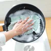 Multifonctionnel Confortable Cuisine De Nettoyage Double Couches Forte Absorbante Plat Lavage Chiffon Épais Simple Torchon