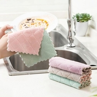 Multifonctionnel Confortable Cuisine De Nettoyage Double Couches Forte Absorbante Plat Lavage Chiffon Épais Simple Torchon