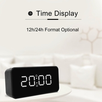 Multifonctionnel LED Miroir Réveil Horloge De Table De Charge Sans Fil 12H/24H Réveil Numérique Horloge De Température Thermomètre Numérique Noir