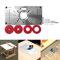 Multifonctionnel Routeur Table Insert Plate Bancs De Travail Du Bois En Aluminium Routeur À Bois Trimmer Modèles De Gravure Machine avec 4 Anneaux Outils
