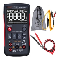 Multimètre numérique BSIDE Multimètre numérique True-RMS Touch-tone portable Voltmètre AC DC Voltmètre 9999 avec graphique à barres analogique et écran LCD rétro-éclairé Test de température NCV Tension AC / DC Tension Ampèremètre Courant Ohm
